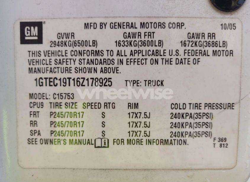 Photo 9 of 2006 Gmc Sierra 1500 SLT (VIN 1GTEC19T16Z178925)