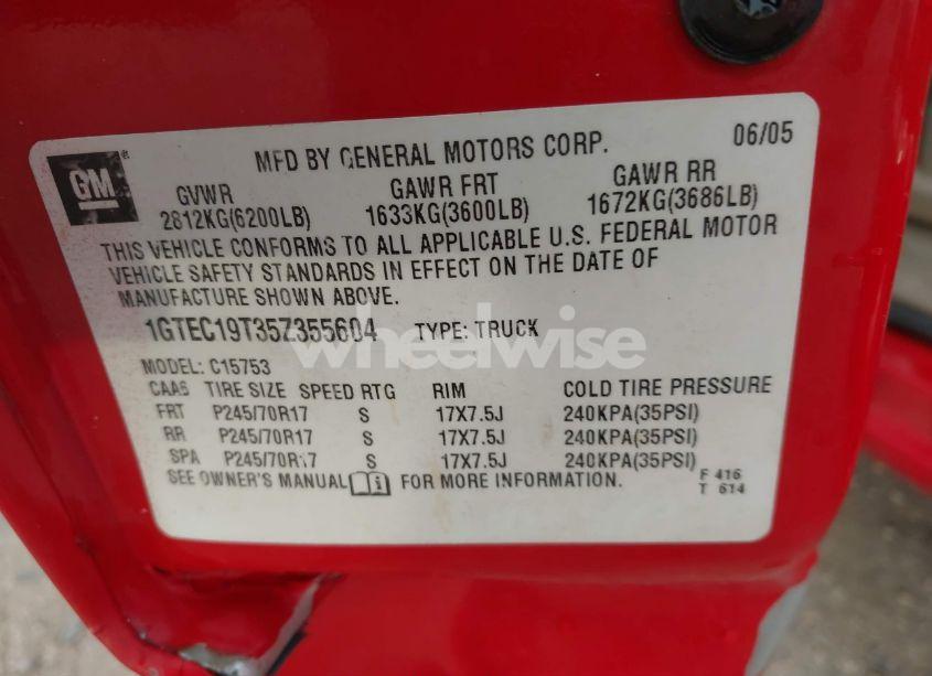 Photo 9 of 2005 Gmc Sierra 1500 SLT (VIN 1GTEC19T35Z355604)