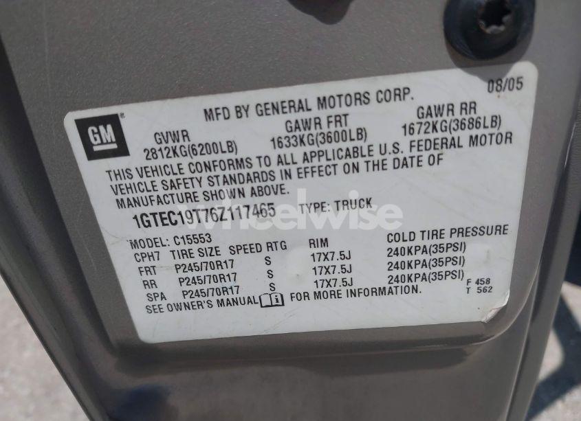 Photo 9 of 2006 Gmc Sierra 1500 SLT (VIN 1GTEC19T76Z117465)