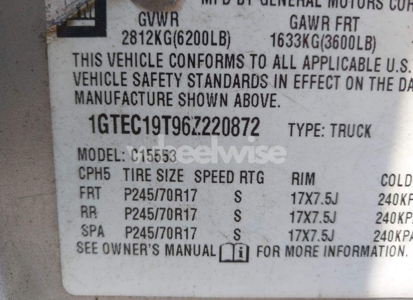 Photo 9 of 2006 Gmc Sierra 1500 SLE1 (VIN 1GTEC19T96Z220872)