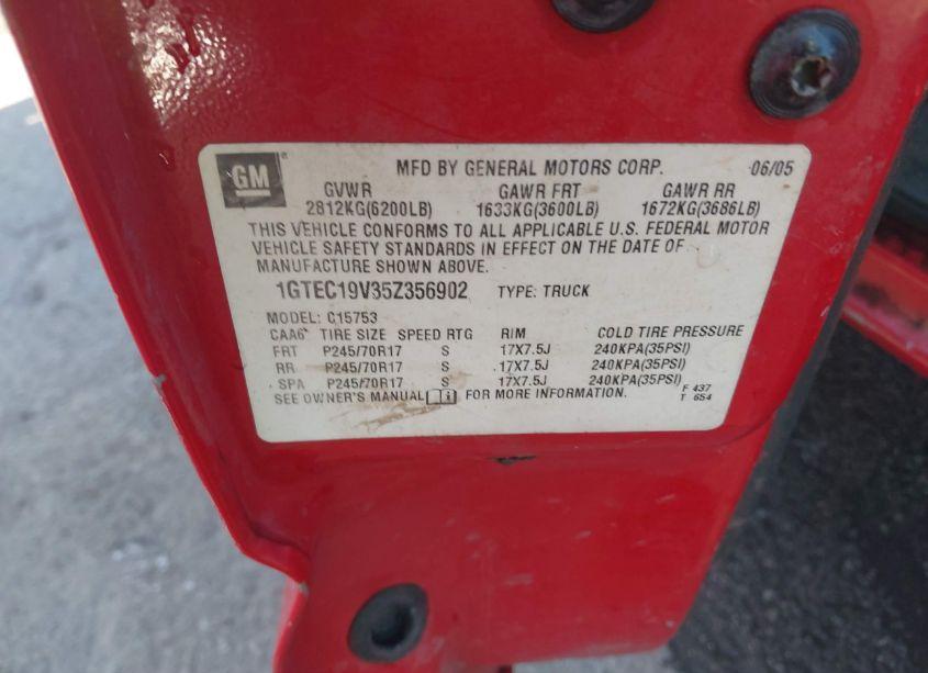 Photo 9 of 2005 Gmc Sierra 1500 SLE (VIN 1GTEC19V35Z356902)