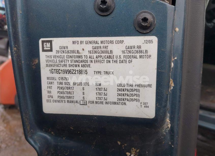 Photo 9 of 2006 Gmc Sierra 1500 SLE1 (VIN 1GTEC19V96Z218895)