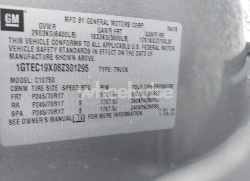 Photo 9 of 2008 Gmc Sierra 1500 WORK TRUCK (VIN 1GTEC19X08Z301295)