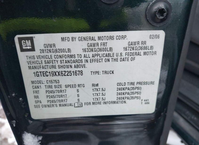 Photo 9 of 2006 Gmc Sierra 1500 WORK TRUCK (VIN 1GTEC19XX6Z251678)