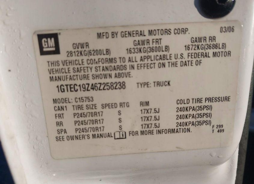 Photo 9 of 2006 Gmc Sierra 1500 SLE1 (VIN 1GTEC19Z46Z258238)