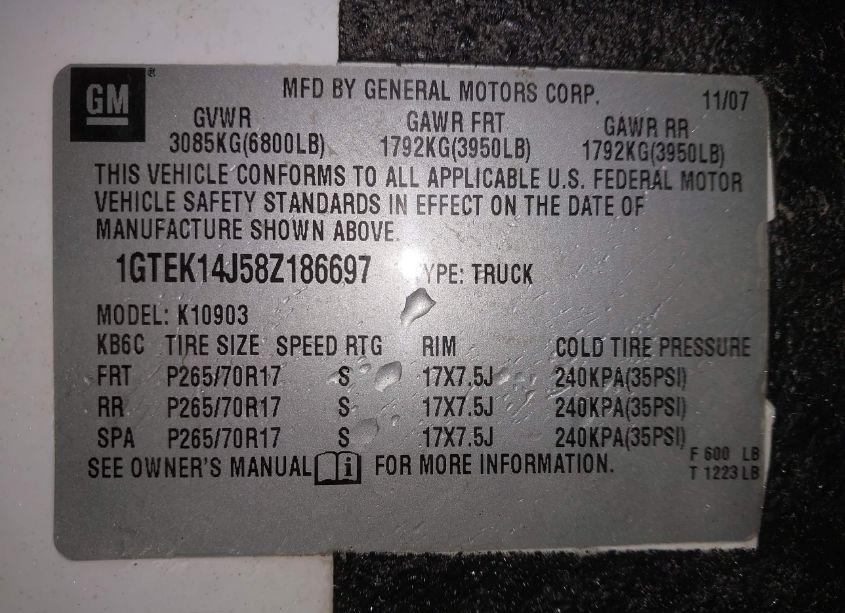 Photo 9 of 2008 Gmc Sierra 1500 WORK TRUCK (VIN 1GTEK14J58Z186697)