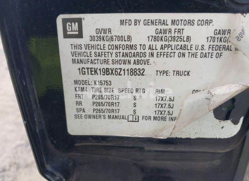 Photo 9 of 2006 Gmc Sierra 1500 SLE1 (VIN 1GTEK19BX6Z118832)