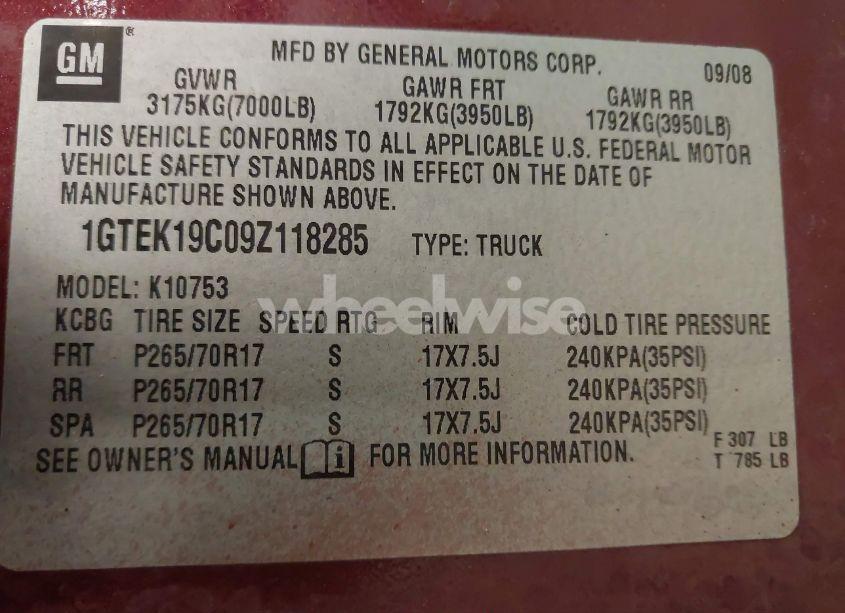 Photo 9 of 2009 Gmc Sierra 1500 WORK TRUCK (VIN 1GTEK19C09Z118285)