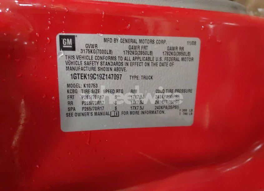 Photo 9 of 2009 Gmc Sierra 1500 WORK TRUCK (VIN 1GTEK19C19Z147097)