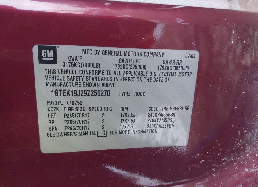 Photo 9 of 2009 Gmc Sierra 1500 WORK TRUCK (VIN 1GTEK19J29Z250270)