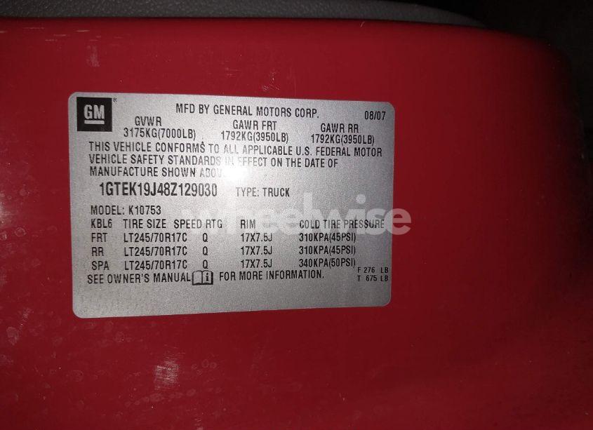 Photo 9 of 2008 Gmc Sierra 1500 WORK TRUCK (VIN 1GTEK19J48Z129030)