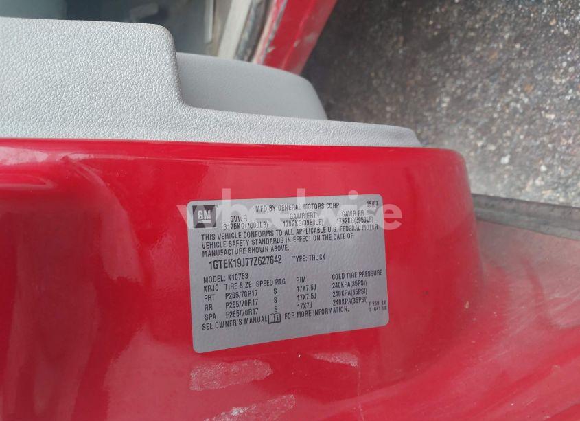 Photo 9 of 2007 Gmc Sierra 1500 SLE1 (VIN 1GTEK19J77Z627642)