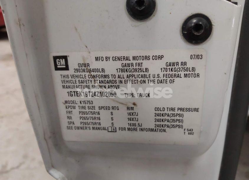 Photo 9 of 2004 Gmc Sierra 1500 SLE (VIN 1GTEK19T24Z102050)