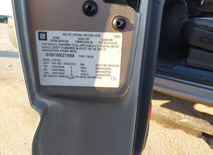 Photo 9 of 2003 Gmc Sierra 1500 SLT (VIN 1GTEK19V93Z176808)