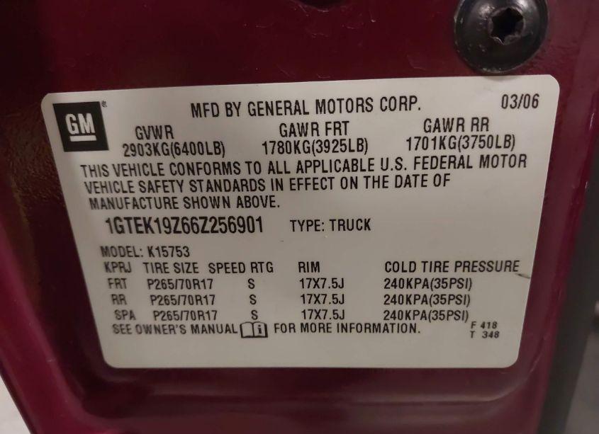 Photo 9 of 2006 Gmc Sierra 1500 SLT (VIN 1GTEK19Z66Z256901)
