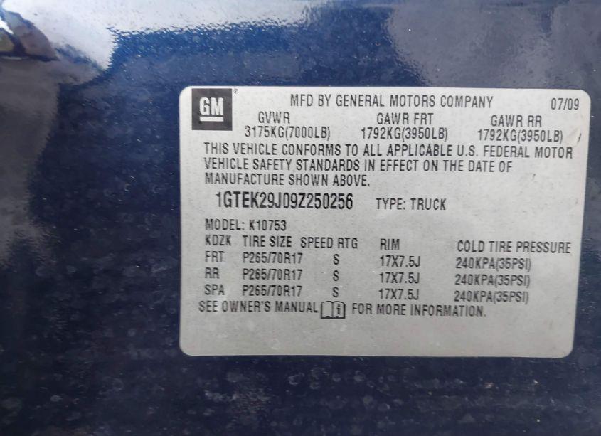 Photo 9 of 2009 Gmc Sierra 1500 SLE (VIN 1GTEK29J09Z250256)