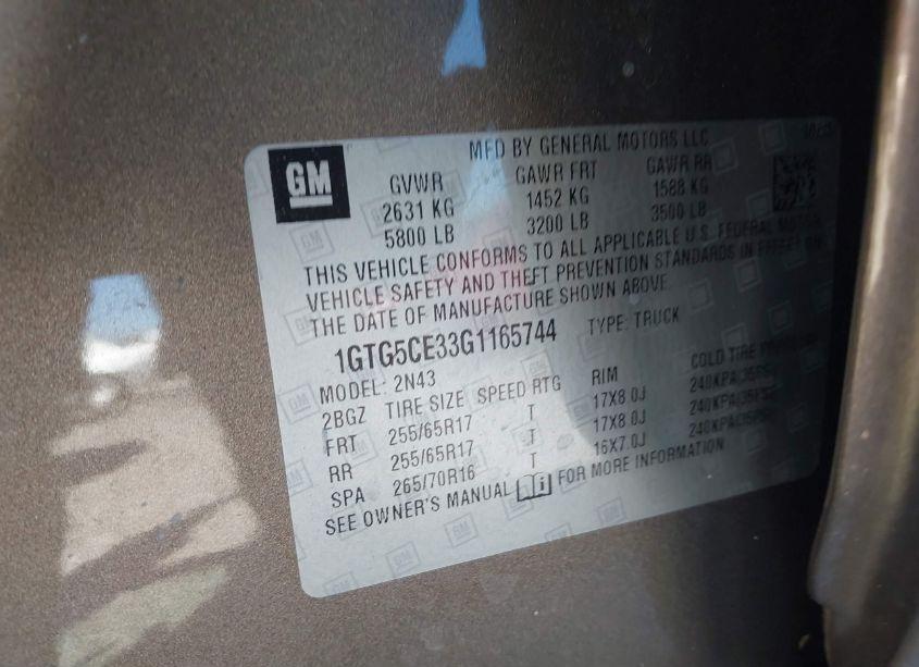 Photo 9 of 2016 Gmc Canyon SLE (VIN 1GTG5CE33G1165744)