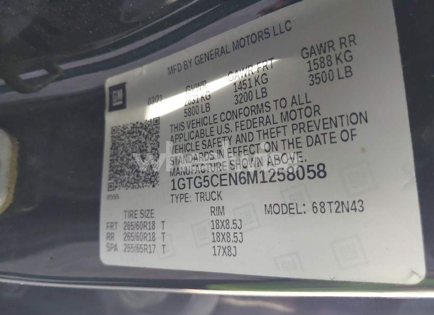 Photo 9 of 2021 Gmc Canyon 2WD SHORT BOX ELEVATION (VIN 1GTG5CEN6M1258058)