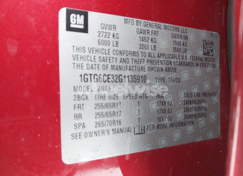 Photo 9 of 2016 Gmc Canyon SLE (VIN 1GTG6CE32G1135910)