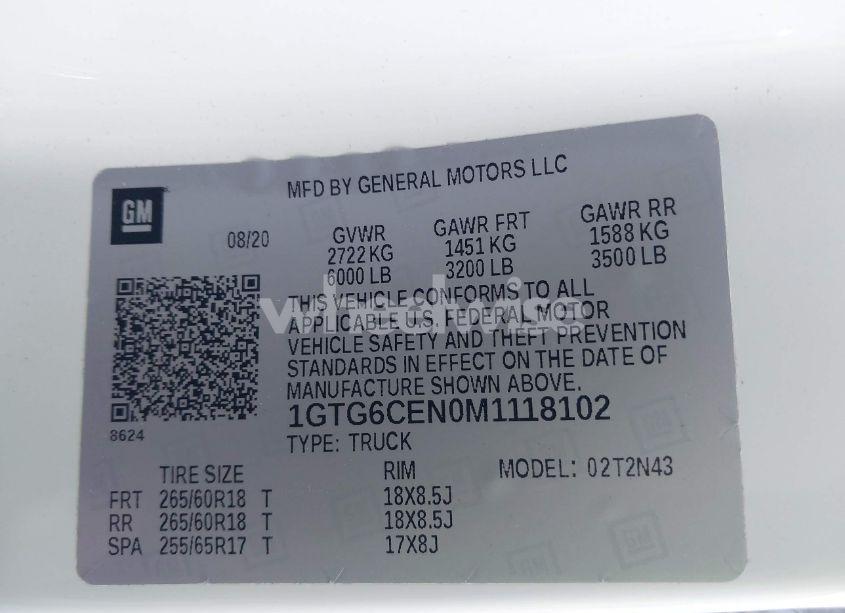Photo 9 of 2021 Gmc Canyon 4WD SHORT BOX ELEVATION (VIN 1GTG6CEN0M1118102)