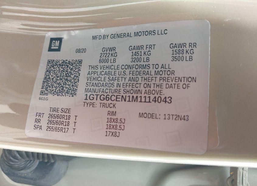 Photo 9 of 2021 Gmc Canyon 4WD SHORT BOX ELEVATION (VIN 1GTG6CEN1M1114043)