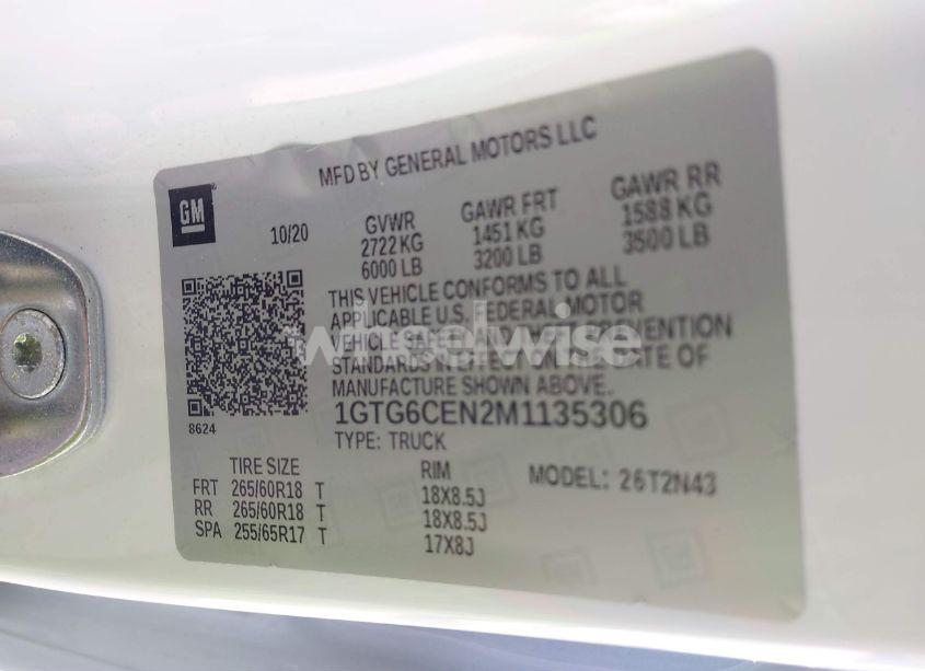 Photo 9 of 2021 Gmc Canyon 4WD SHORT BOX ELEVATION (VIN 1GTG6CEN2M1135306)