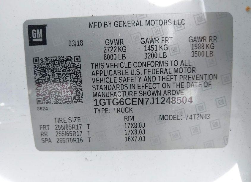 Photo 9 of 2018 Gmc Canyon SLE (VIN 1GTG6CEN7J1248504)