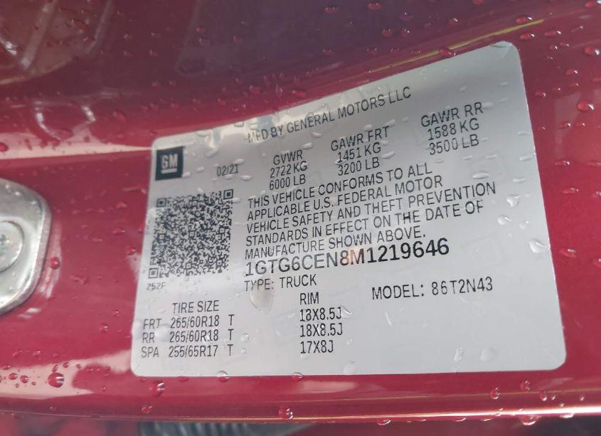 Photo 9 of 2021 Gmc Canyon 4WD SHORT BOX ELEVATION (VIN 1GTG6CEN8M1219646)