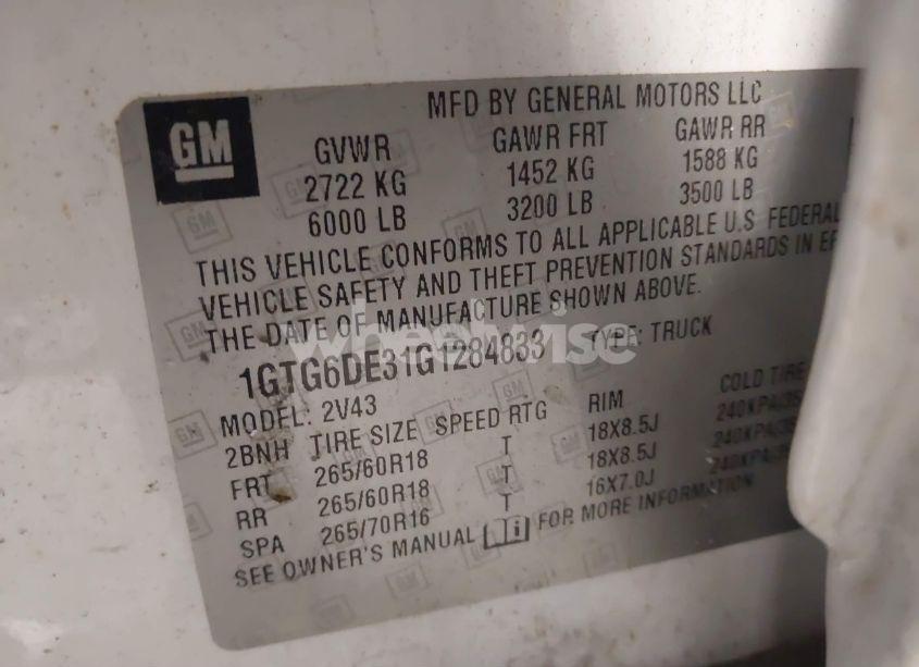 Photo 9 of 2016 Gmc Canyon SLT (VIN 1GTG6DE31G1284833)