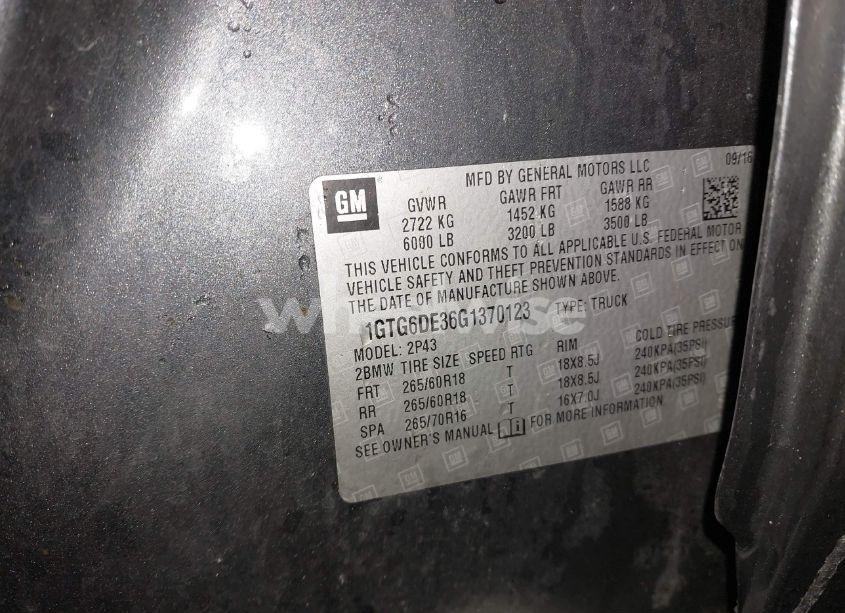 Photo 9 of 2016 Gmc Canyon SLT (VIN 1GTG6DE36G1370123)