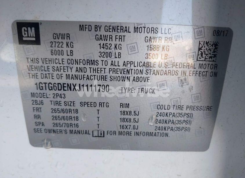 Photo 9 of 2018 Gmc Canyon SLT (VIN 1GTG6DENXJ1111790)