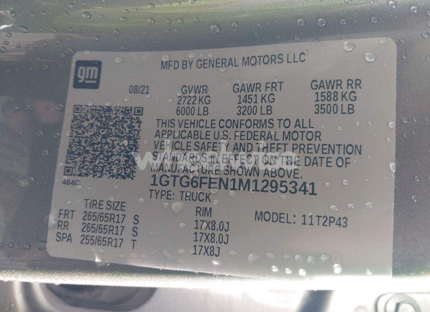 Photo 9 of 2021 Gmc Canyon (VIN 1GTG6FEN1M1295341)