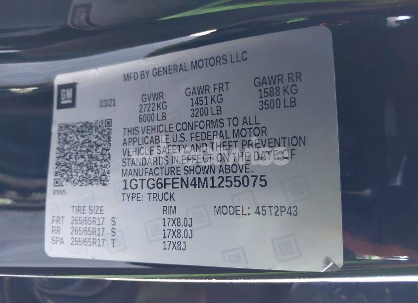 Photo 9 of 2021 Gmc Canyon 4WD SHORT BOX AT4 - LEATHER (VIN 1GTG6FEN4M1255075)