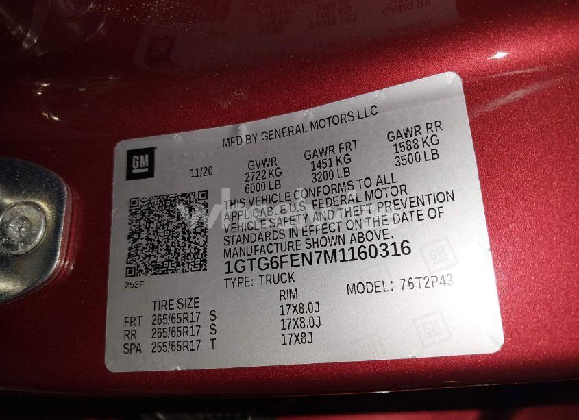 Photo 9 of 2021 Gmc Canyon 4WD SHORT BOX AT4 - LEATHER (VIN 1GTG6FEN7M1160316)