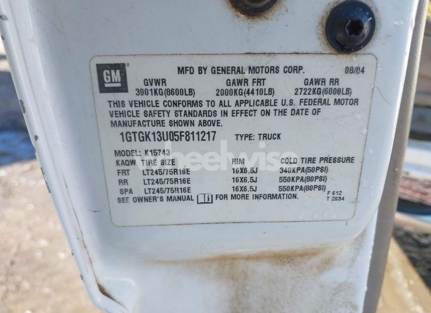 Photo 9 of 2005 Gmc Sierra 1500HD SLE (VIN 1GTGK13U05F811217)