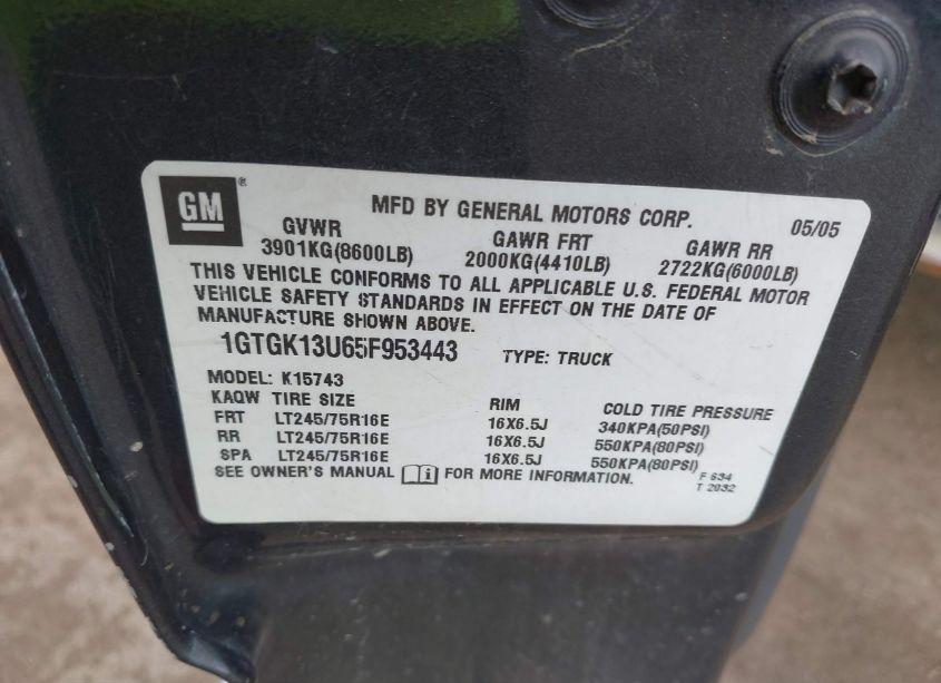 Photo 9 of 2005 Gmc Sierra 1500HD SLT (VIN 1GTGK13U65F953443)