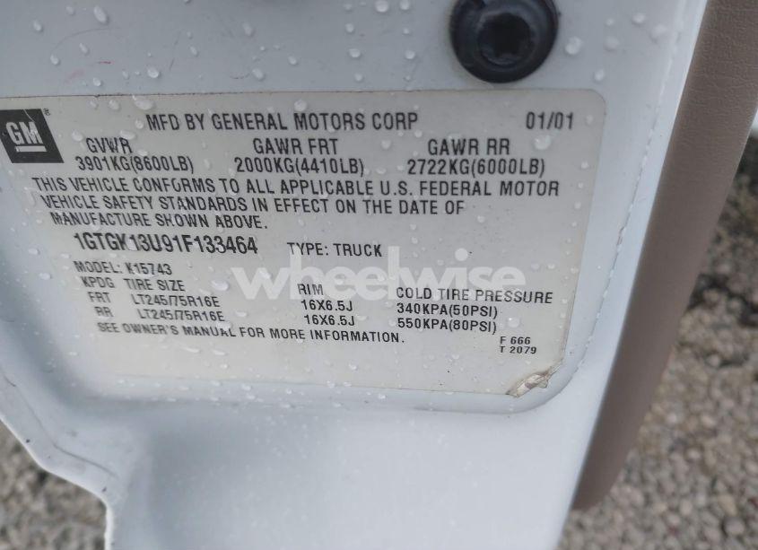 Photo 9 of 2001 Gmc Sierra 1500HD SLE (VIN 1GTGK13U91F133464)