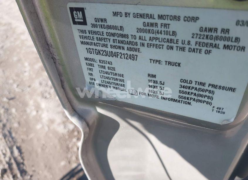 Photo 9 of 2004 Gmc Sierra 2500 SLE (VIN 1GTGK23U04F212497)