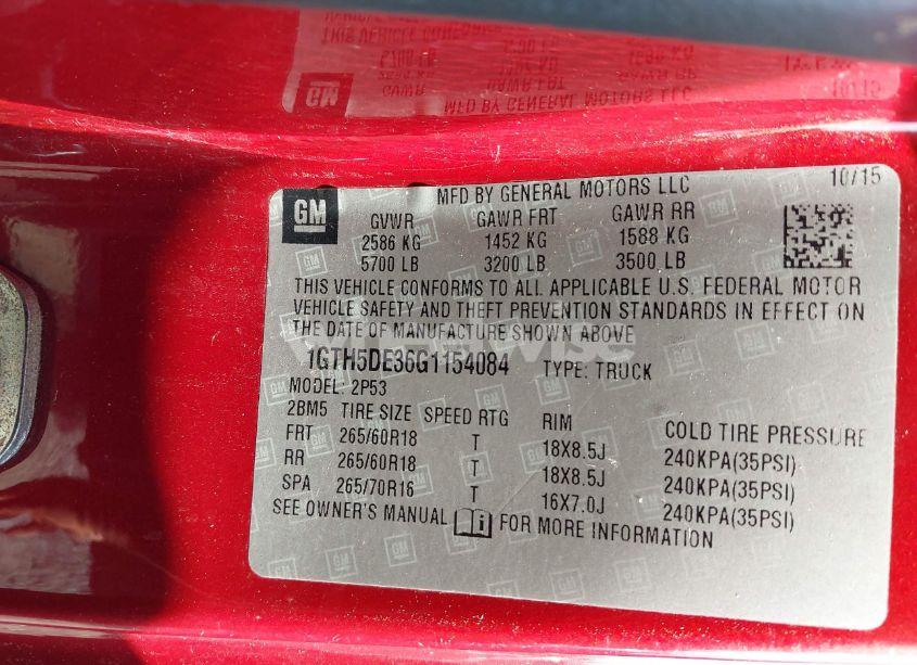 Photo 9 of 2016 Gmc Canyon SLT (VIN 1GTH5DE36G1154084)