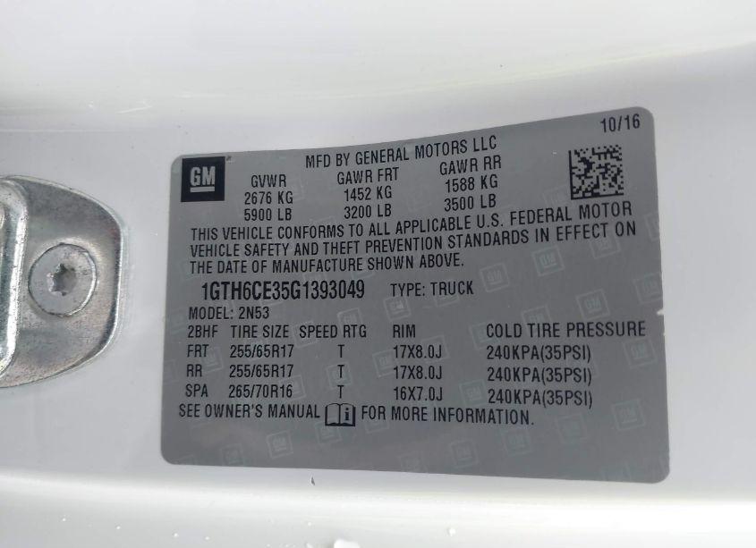 Photo 9 of 2016 Gmc Canyon SLE (VIN 1GTH6CE35G1393049)