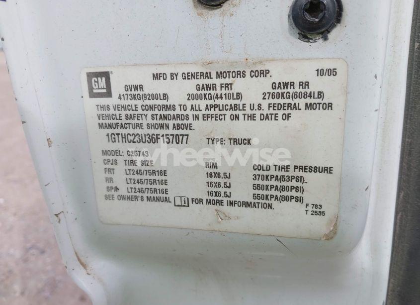 Photo 9 of 2006 Gmc Sierra 2500HD WORK TRUCK (VIN 1GTHC23U36F157077)