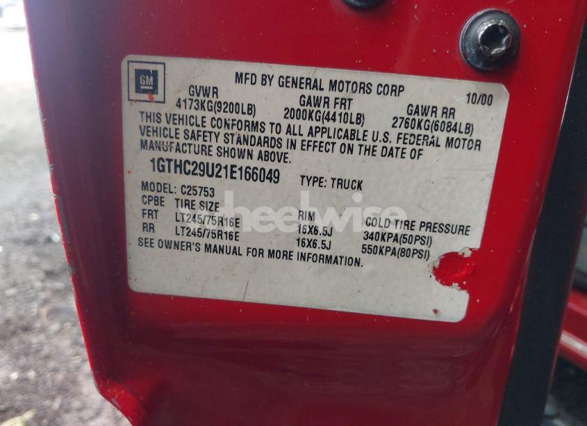 Photo 9 of 2001 Gmc Sierra 2500HD SLE (VIN 1GTHC29U21E166049)