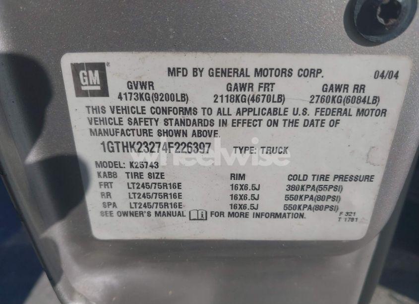 Photo 9 of 2004 Gmc Sierra 2500HD SLT (VIN 1GTHK23274F226397)