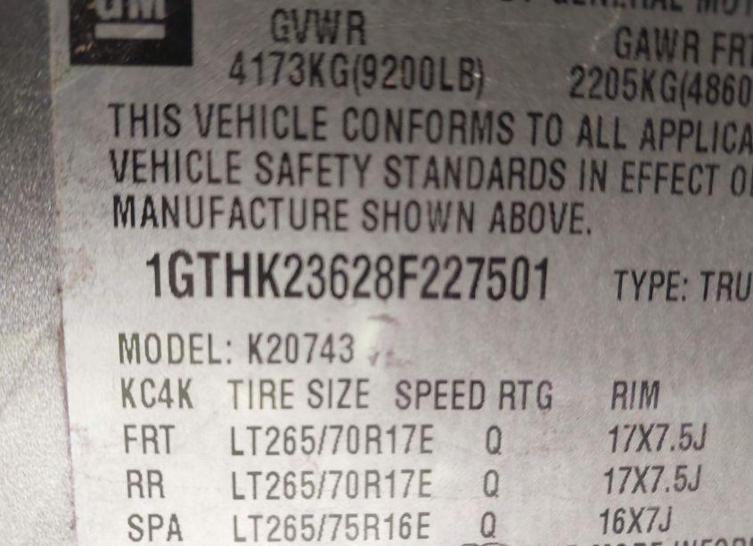 Photo 9 of 2008 Gmc Sierra 2500HD SLT (VIN 1GTHK23628F227501)