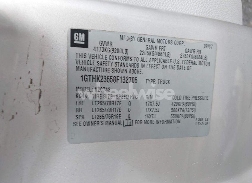 Photo 9 of 2008 Gmc Sierra 2500HD SLT (VIN 1GTHK23658F132706)
