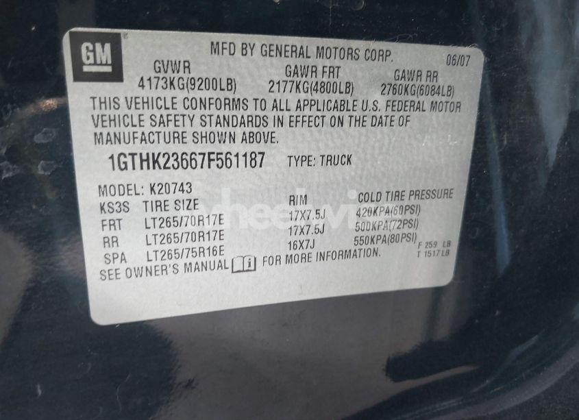 Photo 9 of 2007 Gmc Sierra 2500HD SLE2 (VIN 1GTHK23667F561187)