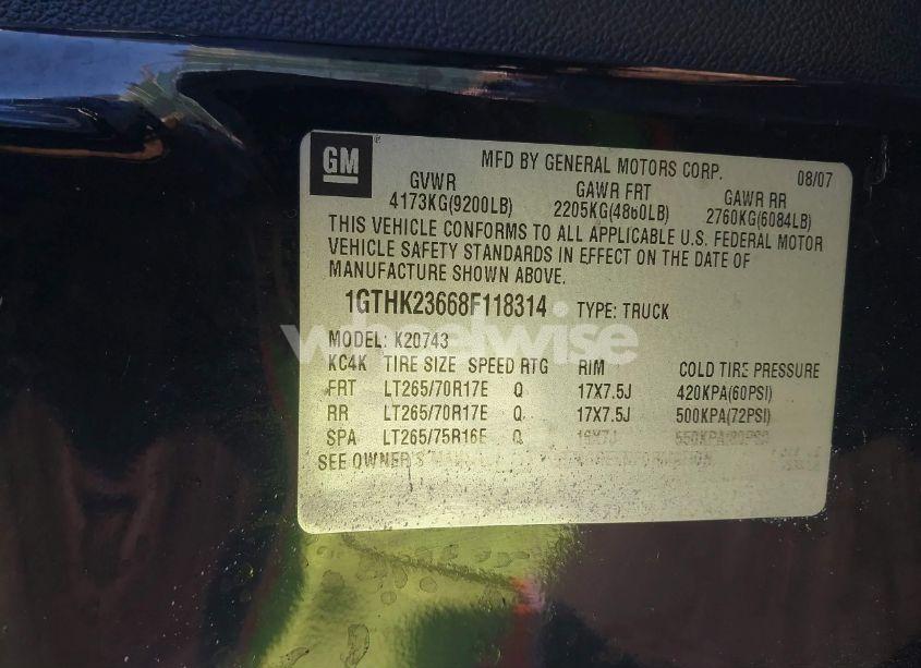 Photo 9 of 2008 Gmc Sierra 2500HD SLT (VIN 1GTHK23668F118314)