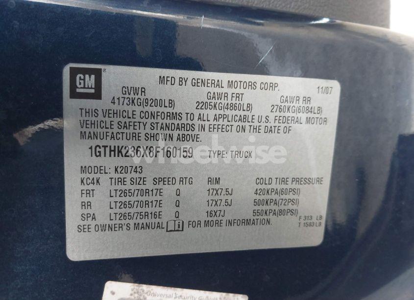 Photo 9 of 2008 Gmc Sierra 2500HD SLT (VIN 1GTHK236X8F160159)