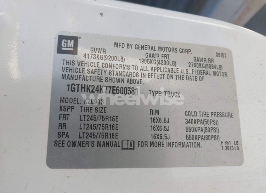 Photo 9 of 2007 Gmc Sierra 2500HD WORK TRUCK (VIN 1GTHK24K77E600581)