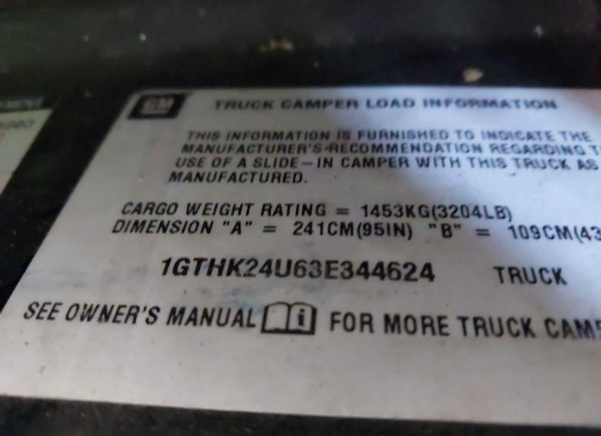 Photo 9 of 2003 Gmc Sierra 2500HD WORK TRUCK (VIN 1GTHK24U63E344624)